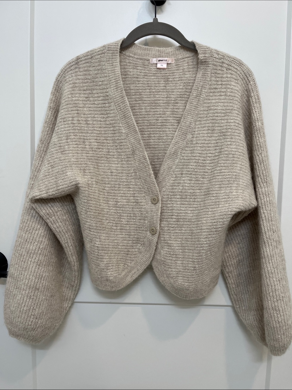 Gina Tricot Cropped Cardigan Cream Size 170